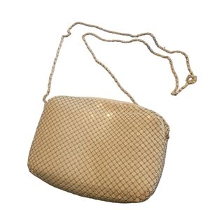 White Metal Mesh Chain Linked Mini Purse with Chain Strap